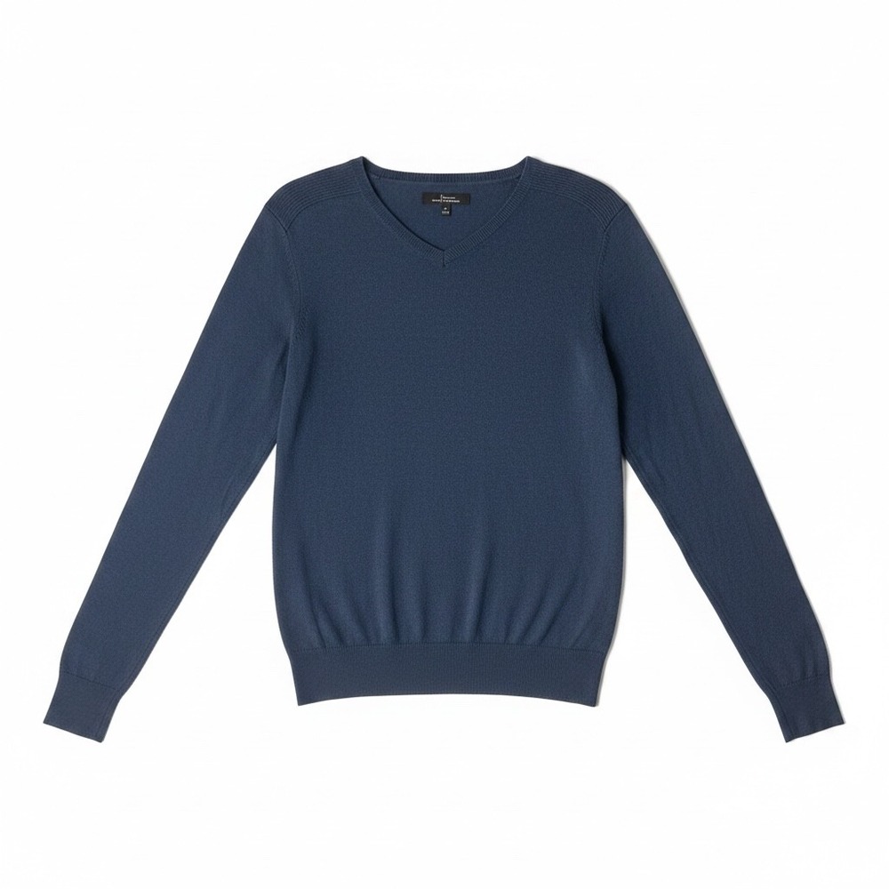Marc Anthony Mens Blue Cotton Cashmere V-Neck Sweater Size M Long‎ Sleeve Knit